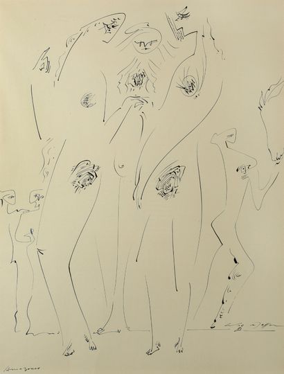 ANDRE MASSON (1896-1987) 
Amazones, 1965 

Encre sur papier, signée en bas à droite...
