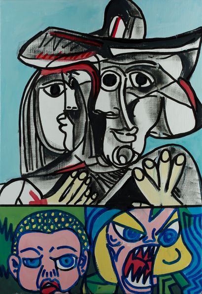 ERRÖ (né en 1932) 
Hommage à Picasso Fantôme, Family n°2, 1995 - 2016 

Acrylique...