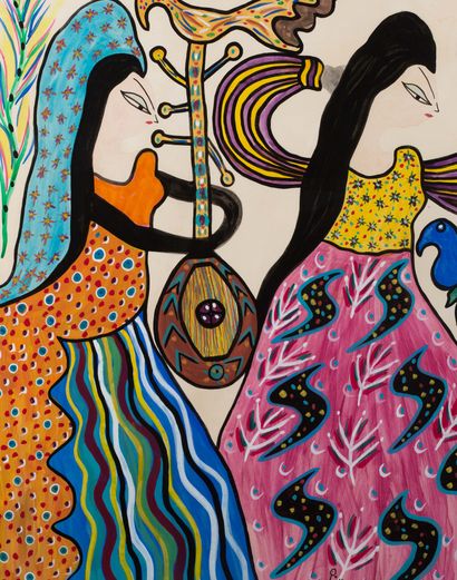 MAHIEDDINE BAYA (1931-1998) 
Danse des foulards, 1975

Gouache et aquarelle sur papier,...