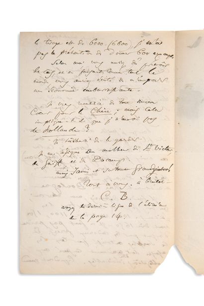 BAUDELAIRE Charles (1821-1867) L.A.S. "C.B", [Paris 18 May 1860], to his publisher...