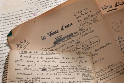 PONGE FRANCIS (1899-1988) Le Verre d'eau, manuscrit et tapuscrit [1949]. Très ingénieux...