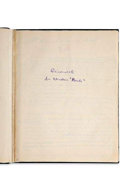 ARAGON Louis (1897-1982) Ici Critique，签名的亲笔手稿1930年。四开本，全黑软装，书脊有五条肋条，金色标题，全部装在标签上，金色标题的滑套（Arper，日内瓦）。...