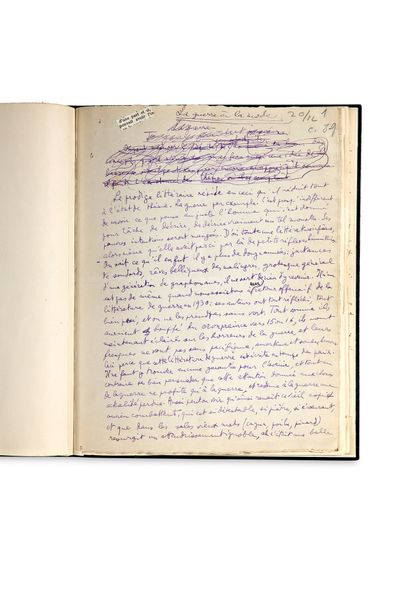 ARAGON Louis (1897-1982) Ici Critique, autograph manuscript signed 1930. In-4, full...