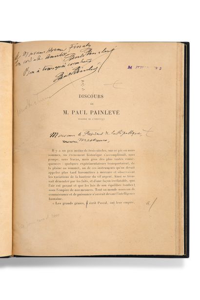 PAINLEVÉ Paul (1863-1933) mathématicien et homme politique. 更正后的校样，由M. Paul Pain...