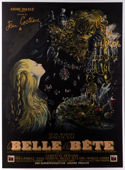 [COCTEAU Jean] POSTER Beauty and the Beast. Poster in colors drawn by Jean-Denis...