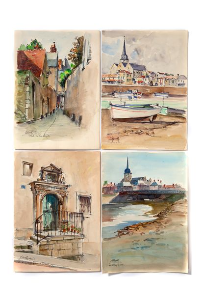 GAUDET ÉTIENNE (1891-1963) Suite of 67 watercolours on paper signed, some located...