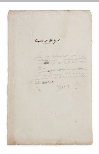 Napoléon Ier (1769-1821) NOTE autographe signée «Nap», [SainteHélène avril 1821 ?],...