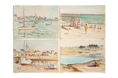 GAUDET ÉTIENNE (1891-1963) Suite de 67 aquarelles sur papier signées, certaines situées...