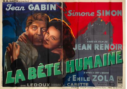 [ZOLA EMILE] AFFICHE La Bête humaine. Affiche en couleurs du film de Jean RENOIR...
