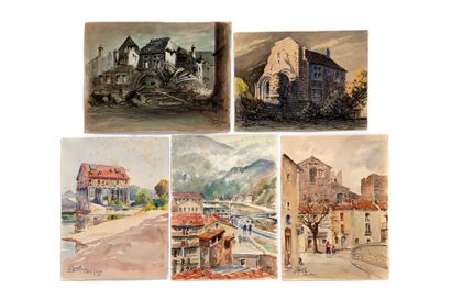 GAUDET ÉTIENNE (1891-1963) 
Suite de 238 aquarelles sur papier signées, certaines...