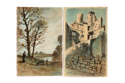 GAUDET ÉTIENNE (1891-1963) 
Suite of 53 watercolours on paper, signed or monogrammed.
Views...