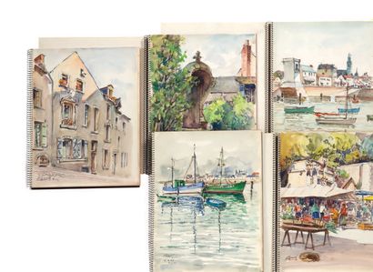 GAUDET ÉTIENNE (1891-1963) 
Suite of 67 watercolours on paper signed, some located...