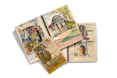 GAUDET ÉTIENNE (1891-1963) Suite de 100 aquarelles sur papier, signées, certaines...