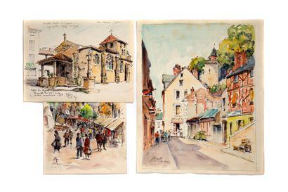 GAUDET ÉTIENNE (1891-1963) 
Suite de 134 dessins à la plume ou aquarelles sur papier,...