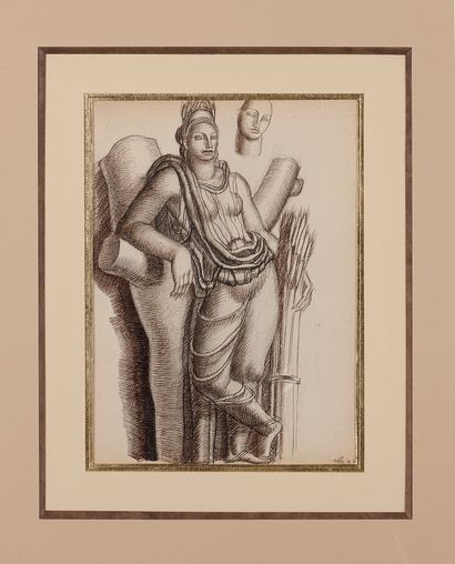 DUPAS JEAN (1882-1964) 


Allegorical figure.



Ink and charcoal drawing on beige...