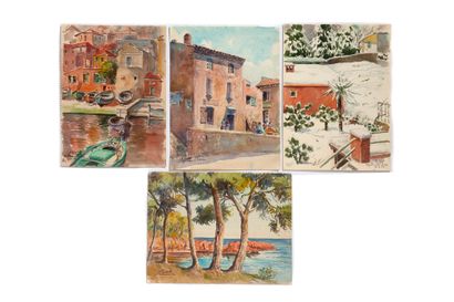 GAUDET ÉTIENNE (1891-1963) 
Suite de 58 aquarelles sur papier signées, certaines...