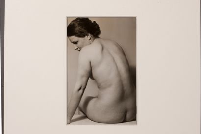 ALBIN-GUILLOT LAURE (1879-1962) Female nude seated from behind. Original photograph,...