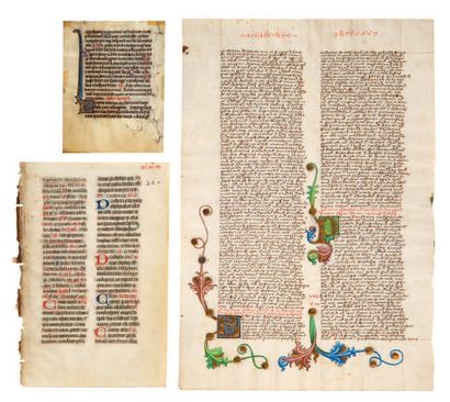  OLD MANUSCRIPTS SET of 5 leaves from various...
