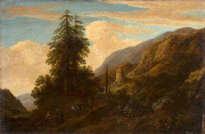 PIETER DE MOLYN LONDRES, 1595 - 1661, HAARLEM 
在路上或穿越阿尔卑斯山

橡木板上的油彩 右下角有签名和日期 P....