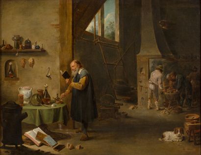 ATELIER DE DAVID TENIERS LE JEUNE ANVERS, 1610-1690, BRUXELLES 
L'alchimiste

Huile...