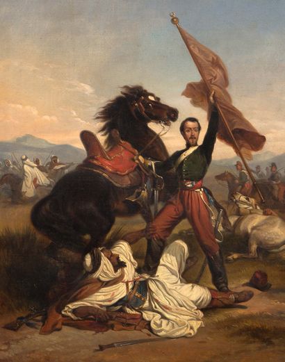 HENRI FÉLIX EMMANUEL PHILIPPOTEAUX PARIS, 1815 - 1884 
Campagnes de Russie et d'Algérie

Paire...