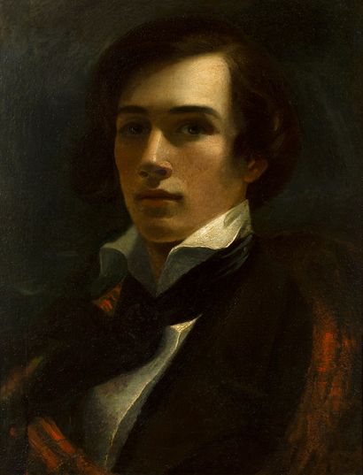 ÉCOLE FRANÇAISE DU XIXE SIÈCLE ENTOURAGE D'EUGÈNE DELACROIX 
Portrait de jeune homme

Huile...