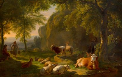 BALTASAR-PAUL OMMEGANCK ANVERS, 1755 - 1826 
Paysage pastoral

Huile sur panneau

59...
