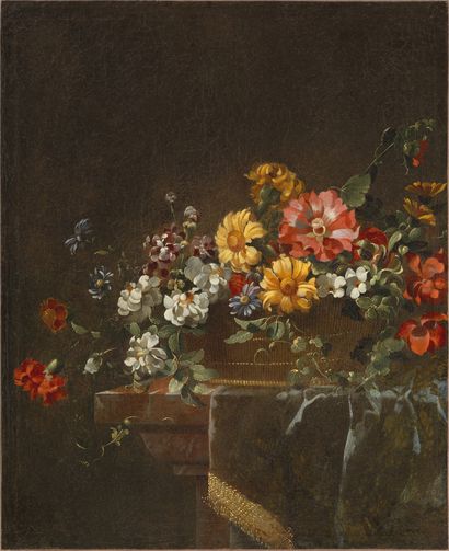 JEAN-MICHEL PICARD ANVERS, 1600-1682, PARIS 
Still-life with flowers

Oil on canvas,...