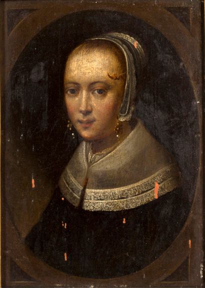 ATTRIBUÉ À PAULUS MOREELSE, VERS 1620 
Paire de portraits de jeunes femmes

Huiles...