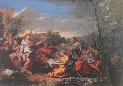 NICOLAS LOIR PARIS, 1624 - 1679 La vénération du Veau d'or Huile sur toile 85,6 x...