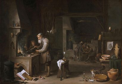 ATELIER DE DAVID TENIERS LE JEUNE ANVERS, 1610-1690, BRUXELLES 
L'alchimiste

Huile...