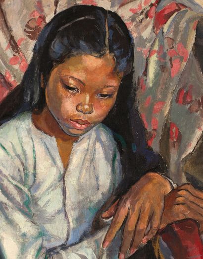 Alix AYMÉ (1894-1989) 
Portrait de Thi Ba, circa 1935

Huile sur toile, signée en...