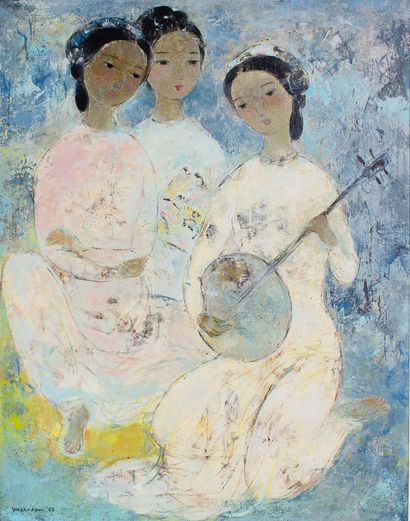 Vũ Cao Đàm (1908-2000) Les musiciennes, 1963 Huile sur toile, signée et datée en...