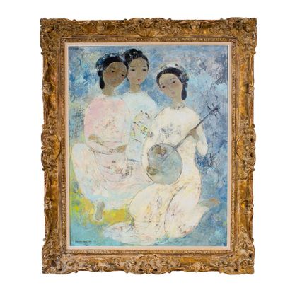 Vũ Cao Đàm (1908-2000) 音乐家》，1963年 布面油画，左下方有签名和日期 90 x 73 cm - 35 3/8 x 28 3/4 in....