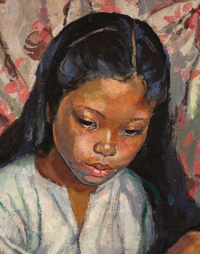 Alix AYMÉ (1894-1989) 
Portrait de Thi Ba, circa 1935

Huile sur toile, signée en...