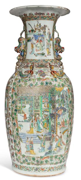 CHINE PERIODE GUANGXU 
Important baluster vase in porcelain and enamels of the pink...