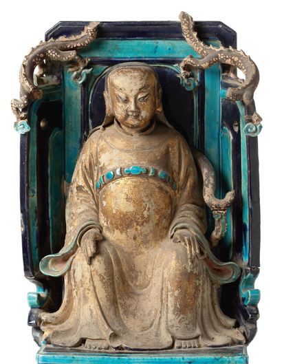 Chine XVIIe siècle 
中国 十七世纪

赭、绿彩真武大帝坐像
