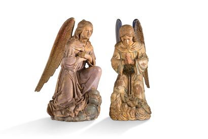 null 
+ 一对可爱的天使在木头上雕刻成圆形和多色的。



法国南部，16世纪



高76厘米和77厘米



(对多色性的磨损)



1至53号地块...