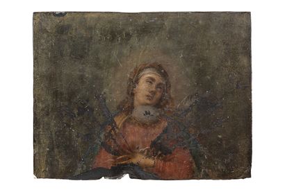 null VIERGE AUX SEPT DOULEURS Peinture sur ardoise.
Italie, XVIIe siècle
H. 28 cm...