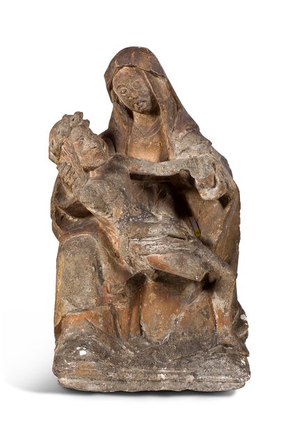 null VIRGIN OF PITY in limestone carved with traces of polychromy.
First half of...