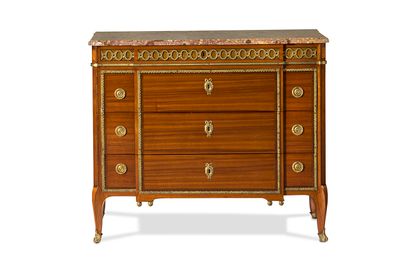 MARTIN CARLIN (CA. 1730-1785) 
Important chest of drawers veneered with ribboned...