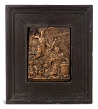 null MALINES Suite of three alabaster bas-reliefs composed of:
- an Annunciation,...