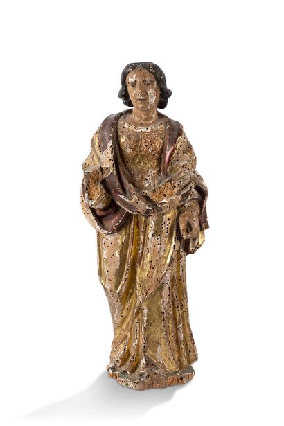 null SAINTE FEMME in polychromed and gilded coniferous wood.
South of France, 17th...