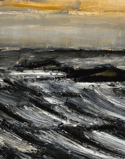 Bernard Buffet (1928 -1999) 
Le train de vagues à la pointe des Poulains, 1991

Huile...