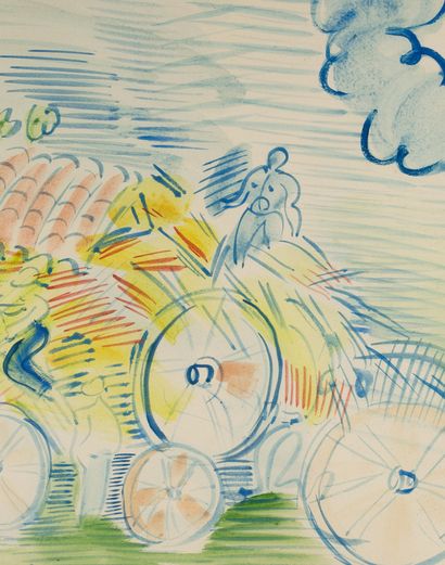 RAOUL DUFY (1877 - 1953) 
La batteuse

Aquarelle sur papier

Signée en bas au milieu

...