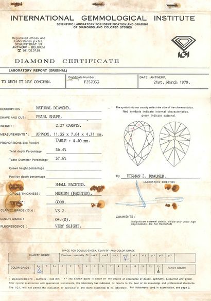 null BAGUE « DIAMANT »
Diamant forme poire taille brillant, saphirs
Or jaune 18k...