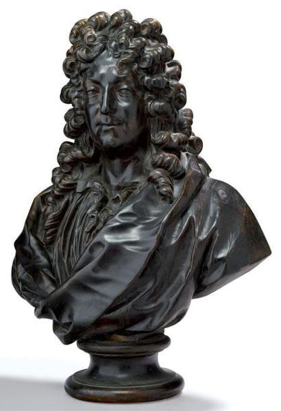 null Buste figurant Louis XV. Epreuve en bronze à patiné brune Fonte de BARBEDIENNE...
