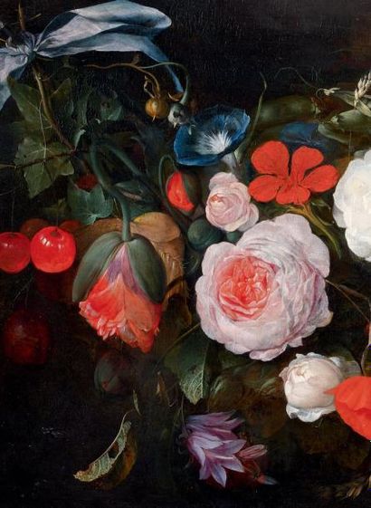 Jan Davidsz de HEEM (1606-1683) et son atelier Guirlande de roses, belle de jour,...