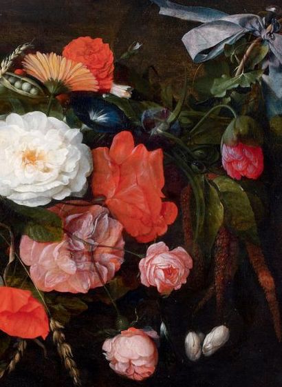 Jan Davidsz de HEEM (1606-1683) et son atelier Guirlande de roses, belle de jour,...