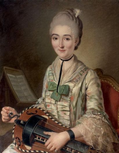 Ecole française vers 1770, suiveur de François Hubert DROUAIS Portrait de jeune femme...